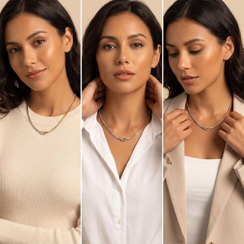Snake Chain Necklace for Women Mixed Metal Jewelry Gold Silver Knot Necklace for Women Trendy in Saudi Arabia