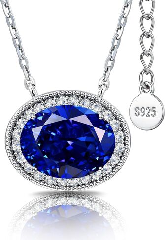 Certified 3CT Lab Grown Blue Sapphire Necklace, East-West Silver in Saudi Arabia