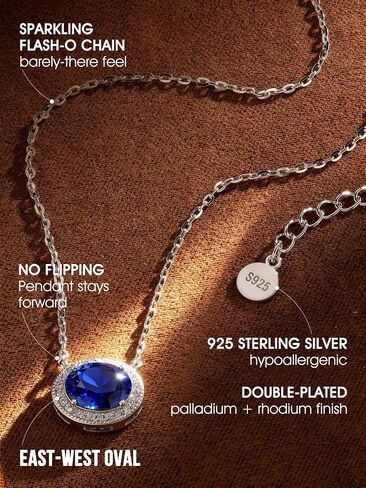 Certified 3CT Lab Grown Blue Sapphire Necklace, East-West Silver in Saudi Arabia