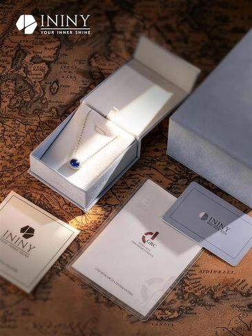 Certified 3CT Lab Grown Blue Sapphire Necklace, East-West Silver in Saudi Arabia
