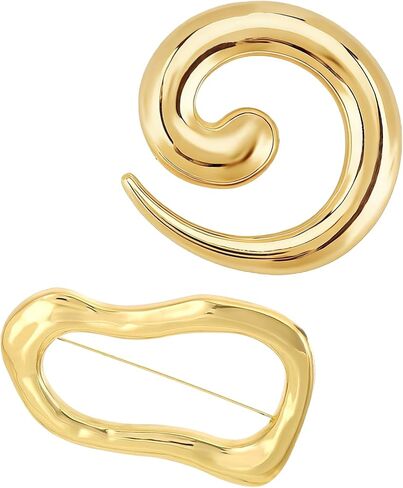 2Pcs Gold Spiral Geometric Brooches, Gold Pins for Clothes Exquisite Brooches & Pins Decorations for Women Fashion Weddings Suit Dress Clothing Accessorie in Saudi Arabia