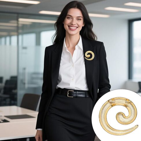 2Pcs Gold Spiral Geometric Brooches, Gold Pins for Clothes Exquisite Brooches & Pins Decorations for Women Fashion Weddings Suit Dress Clothing Accessorie in Saudi Arabia