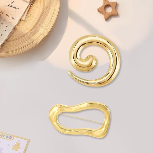 2Pcs Gold Spiral Geometric Brooches, Gold Pins for Clothes Exquisite Brooches & Pins Decorations for Women Fashion Weddings Suit Dress Clothing Accessorie in Saudi Arabia