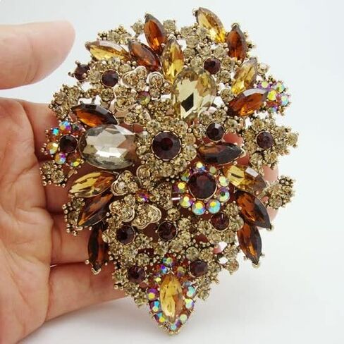 Lucky zx Elegant and luxurious black crystal flower brooch - retro style, suitable for daily wear and wedding party accessories in Saudi Arabia