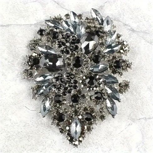 Lucky zx Elegant and luxurious black crystal flower brooch - retro style, suitable for daily wear and wedding party accessories in Saudi Arabia