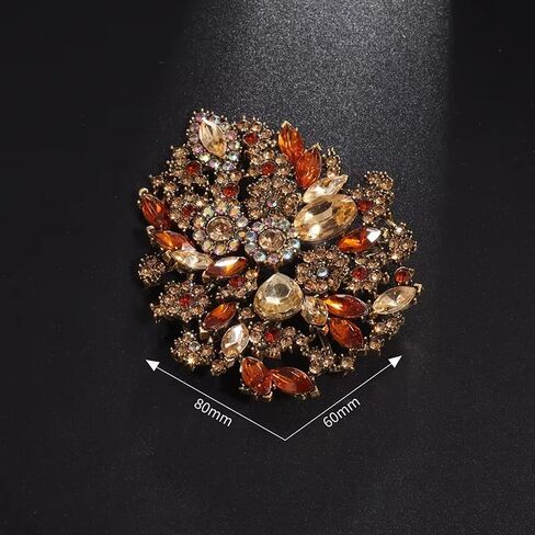 Lucky zx Elegant and luxurious black crystal flower brooch - retro style, suitable for daily wear and wedding party accessories in Saudi Arabia