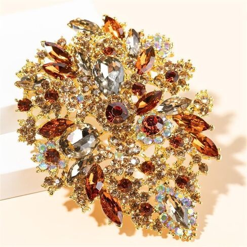 Lucky zx Elegant and luxurious black crystal flower brooch - retro style, suitable for daily wear and wedding party accessories in Saudi Arabia