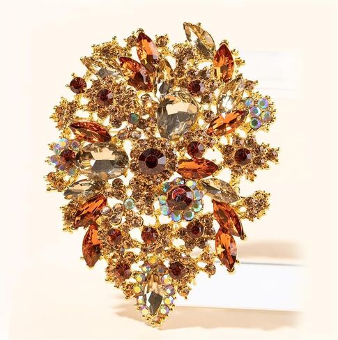 Lucky zx Elegant and luxurious black crystal flower brooch - retro style, suitable for daily wear and wedding party accessories in Saudi Arabia
