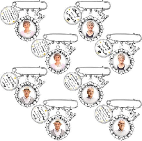8 Sets Graduation Memorial Pin Personalized Graduation Memorial Photo Brooch Pin Tassel Charm Custom Keepsake Pins Tassel Photo Charm Memorial Gifts for College High School Class of 2026 in Saudi Arabia