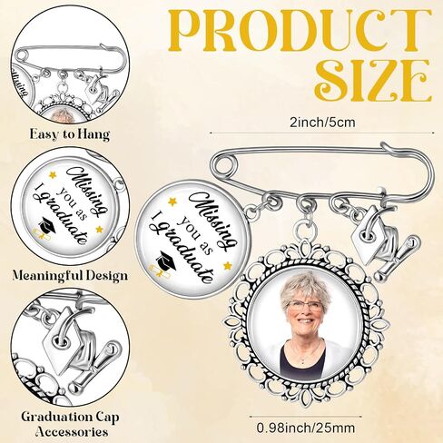 8 Sets Graduation Memorial Pin Personalized Graduation Memorial Photo Brooch Pin Tassel Charm Custom Keepsake Pins Tassel Photo Charm Memorial Gifts for College High School Class of 2026 in Saudi Arabia