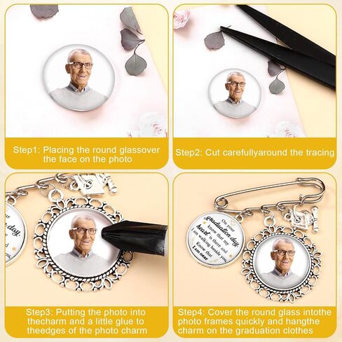 8 Sets Graduation Memorial Pin Personalized Graduation Memorial Photo Brooch Pin Tassel Charm Custom Keepsake Pins Tassel Photo Charm Memorial Gifts for College High School Class of 2026 in Saudi Arabia