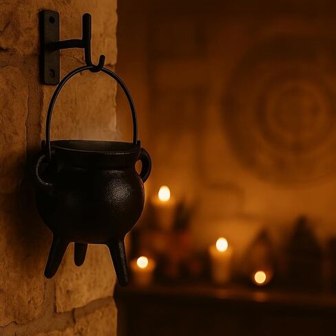 Cast Iron Cauldron with Lid Handle, Ideal for smudging, Incense Burning, Ritual Purpose, Decoration, Candle Holder,etc. (Pot Style 4" Dia (BR90)) in Saudi Arabia