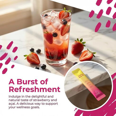 Cutting Drink Mix – Supports Satiety, Energy & Gut Health | Great-Tasting Blend with Berberine, Chromium, Yerba Mate & Magnesium, Strawberry Acai Flavor – 30 Sticks (1) in Saudi Arabia
