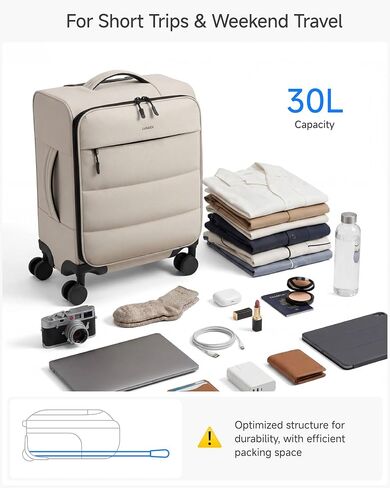 LUGGEX 18x14x8 Underseat Carry On Luggage with Spinner Wheels, UDS Softside Lightweight Suitcase for 2-Day Travel(UX-Pro, Black, 18x14x8) in Saudi Arabia