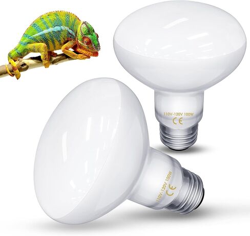 Flaspar Reptile Heat Lamp - 100W UVA Heat Lamp Bulbs Basking Spot Lights for Reptiles, Daylight Amphibians Basking Heat Lamp Bulbs for Reptiles, Bearded Dragon, Lizard, Turtle, Chicken, 2 Pack in Kuwait