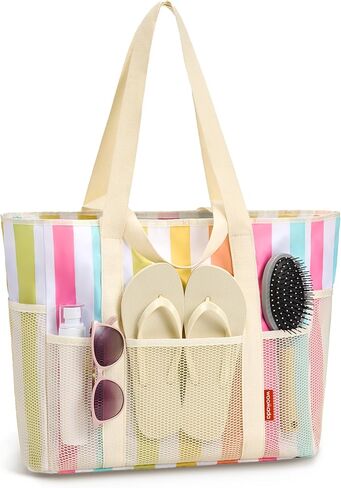 WOOMADA Large Mesh Beach Tote -Tote Bag for Towels & Vacation Essentials in Saudi Arabia