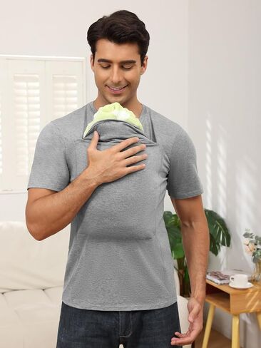 ThusFar Men's Baby Carrier Shirt, Gray, L in Kuwait