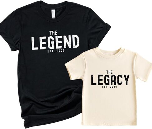 The Legend The Legacy Shirt Father Son Matching Shirts Personalized Daddy and Me Outfit Fathers Day Birthday Gift for New dad Black in Kuwait