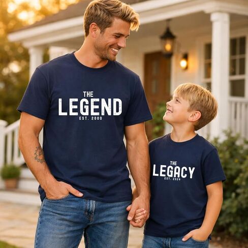 The Legend The Legacy Shirt Father Son Matching Shirts Personalized Daddy and Me Outfit Fathers Day Birthday Gift for New dad Black in Kuwait