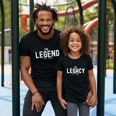 The Legend The Legacy Shirt Father Son Matching Shirts Personalized Daddy and Me Outfit Fathers Day Birthday Gift for New dad Black in Kuwait