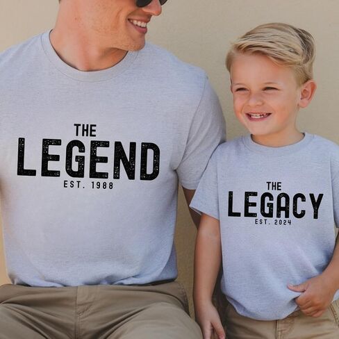 The Legend The Legacy Shirt Father Son Matching Shirts Personalized Daddy and Me Outfit Fathers Day Birthday Gift for New dad Black in Kuwait