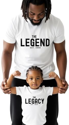 The Legend The Legacy Shirt Father Son Matching Shirts Personalized Daddy and Me Outfit Fathers Day Birthday Gift for New dad Black in Kuwait