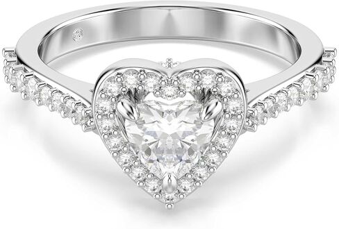 Swarovski Una Angelic motif ring, Mixed cuts, Heart, White, Rhodium plated in Saudi Arabia