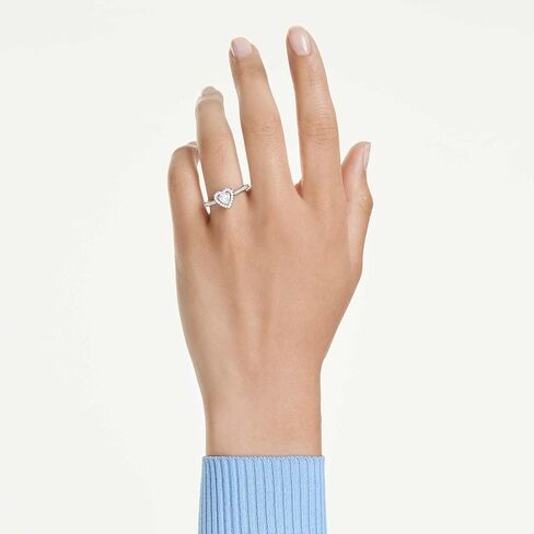 Swarovski Una Angelic motif ring, Mixed cuts, Heart, White, Rhodium plated in Saudi Arabia