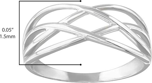 Modern Contemporary Rings 10k White Gold Woven Celtic Knot Band Style Ring in Saudi Arabia