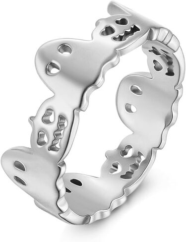 Pumpkin Ghots Band Spooky Ring Stainless Steel Punk Apparition Dainty Jewelry Christmas and Halloween Gifts in Saudi Arabia