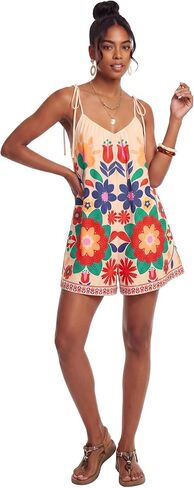 LYANER Women's Floral Tie Shoulder V Neck Backless Wide Leg Boho Vacation Romper Jumpsuits in Kuwait