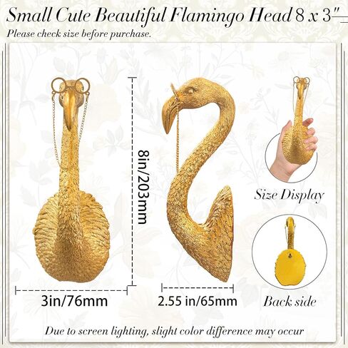 Juedawyal Gold Animal Heads for Wall - 8" Whimsical Flamingo Resin Animal Wall Decor with Gold Glasses & Chain - Quirky Tropical Bust for Bathroom, Nursery & Bedroom - Unique Art Deco Sculpture Gift in Saudi Arabia