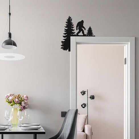 Hnatzu Metal Bigfoot Wall Decor – Sasquatch Walking Between Fir Trees – Rust-Resistant Bigfoot Gifts for Cabin, Door Frame & Outdoor Spaces in Saudi Arabia