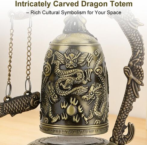 Vintage Small Bronze Dragon Lock Bell, Feng Shui Desk Decor, Ancient Chinese Carved Craft, Collectible Ornament, Home Office Gift in Kuwait
