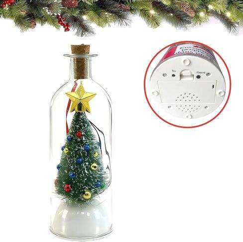Recordable Ornament,Christmas Tree with Message Bottle for Table Centerpieces、Mantel、Living Room、Bedroom、Office,Fun in Saudi Arabia