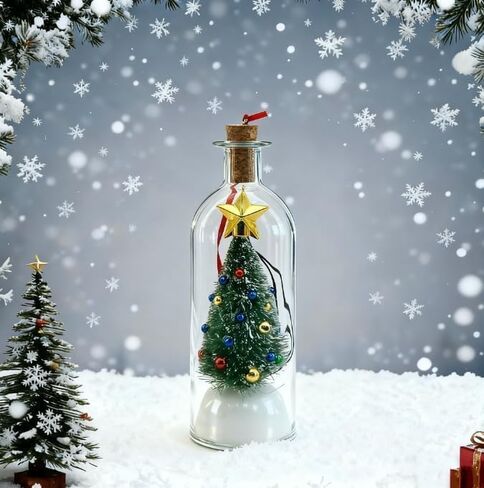 Recordable Ornament,Christmas Tree with Message Bottle for Table Centerpieces、Mantel、Living Room、Bedroom、Office,Fun in Saudi Arabia