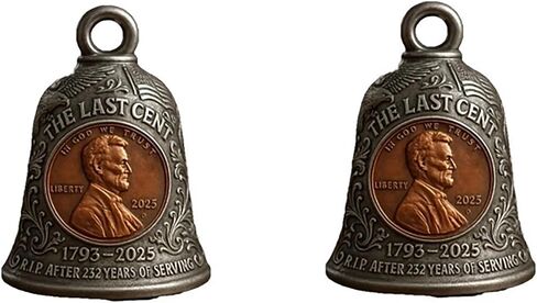Commemorative Coin Bell Featuring The Final Lincoln Penny and Liberty Tribute,Vintage The Last Cent Hanging Bell Ornament Celebrate 232 Years of U.S. History(2Pcs) in Saudi Arabia