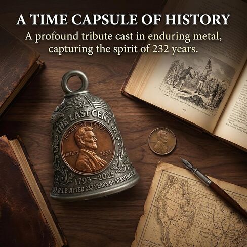 Commemorative Coin Bell Featuring The Final Lincoln Penny and Liberty Tribute,Vintage The Last Cent Hanging Bell Ornament Celebrate 232 Years of U.S. History(2Pcs) in Saudi Arabia