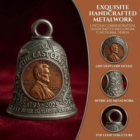 Commemorative Coin Bell Featuring The Final Lincoln Penny and Liberty Tribute,Vintage The Last Cent Hanging Bell Ornament Celebrate 232 Years of U.S. History(2Pcs) in Saudi Arabia
