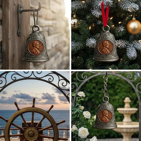 Commemorative Coin Bell Featuring The Final Lincoln Penny and Liberty Tribute,Vintage The Last Cent Hanging Bell Ornament Celebrate 232 Years of U.S. History(2Pcs) in Saudi Arabia