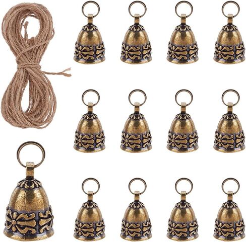 UNICRAFTALE 14Pcs Vintage Copper Bells Antique Bronze Jingle Bells Handmade Small Brass Bells for Crafts Door Bells with Lanyard for Wind Chimes Home School Office Wedding Christmas Tree Decorations in Saudi Arabia