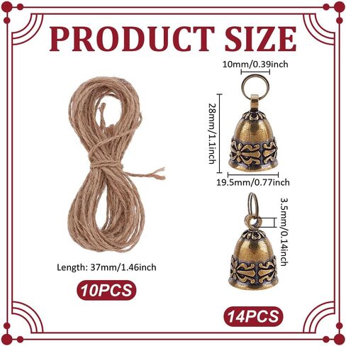 UNICRAFTALE 14Pcs Vintage Copper Bells Antique Bronze Jingle Bells Handmade Small Brass Bells for Crafts Door Bells with Lanyard for Wind Chimes Home School Office Wedding Christmas Tree Decorations in Saudi Arabia