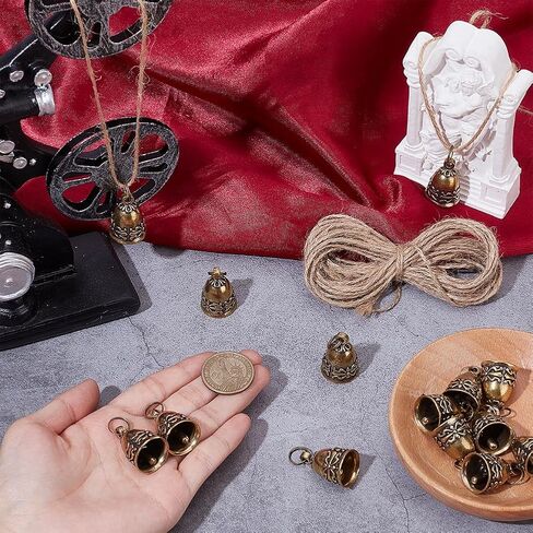 UNICRAFTALE 14Pcs Vintage Copper Bells Antique Bronze Jingle Bells Handmade Small Brass Bells for Crafts Door Bells with Lanyard for Wind Chimes Home School Office Wedding Christmas Tree Decorations in Saudi Arabia