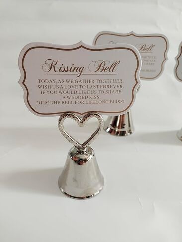 Silvery Bell 10Pcs Kissing Bell，Silver Bell Seat ，Table Card Holder，Place Card Holders, Table Number Holder，Photo Holders, Party Favors, Wedding Decorations (Silvery Bell) in Saudi Arabia