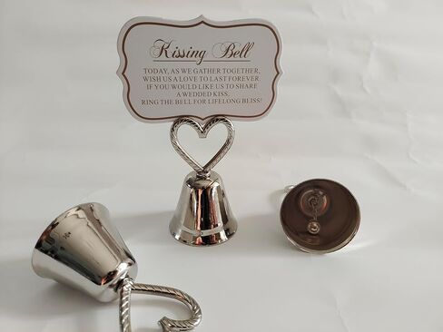 Silvery Bell 10Pcs Kissing Bell，Silver Bell Seat ，Table Card Holder，Place Card Holders, Table Number Holder，Photo Holders, Party Favors, Wedding Decorations (Silvery Bell) in Saudi Arabia