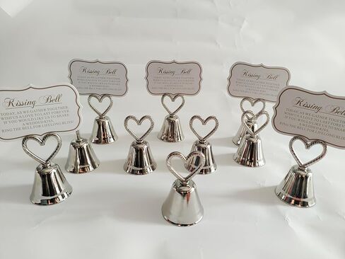 Silvery Bell 10Pcs Kissing Bell，Silver Bell Seat ，Table Card Holder，Place Card Holders, Table Number Holder，Photo Holders, Party Favors, Wedding Decorations (Silvery Bell) in Saudi Arabia