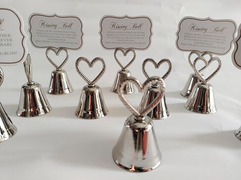Silvery Bell 10Pcs Kissing Bell，Silver Bell Seat ，Table Card Holder，Place Card Holders, Table Number Holder，Photo Holders, Party Favors, Wedding Decorations (Silvery Bell) in Saudi Arabia