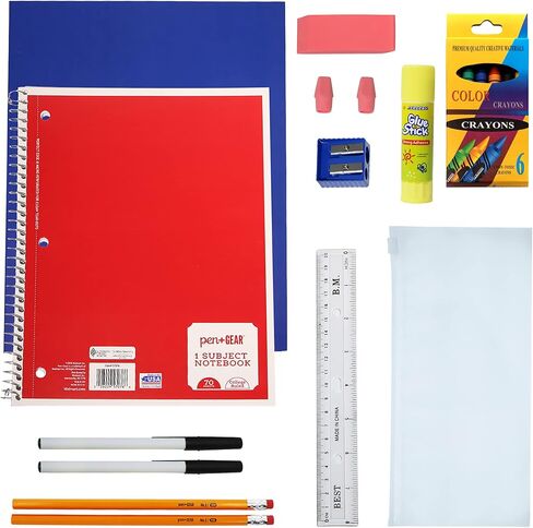 17 Inch Bulk Backpacks in Black Color with 18 Piece Student Supplies Kits - Pens, Pencils, Crayons, and More, Wholesale Case of 6 Value Bundle Packs in Saudi Arabia