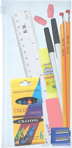 17 Inch Bulk Backpacks in Black Color with 18 Piece Student Supplies Kits - Pens, Pencils, Crayons, and More, Wholesale Case of 6 Value Bundle Packs in Saudi Arabia