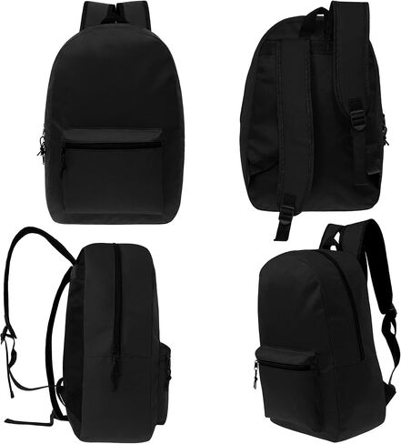 17 Inch Bulk Backpacks in Black Color with 18 Piece Student Supplies Kits - Pens, Pencils, Crayons, and More, Wholesale Case of 6 Value Bundle Packs in Saudi Arabia